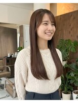 零秒女髪 千里丘店 艶やか美髪の上品セミロングストレートカラー髪質改善艶感