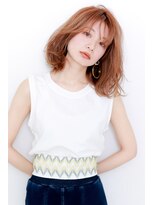 ラフィス ヘアー リノ 三宮店(La fith hair lino)  【La fith】 オレンジベージュ×ふんわりボブ