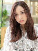 大人かわいいセンターパートアッシュピンクa上尾20代30代40代