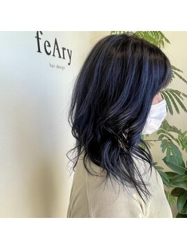 フィーリー ヘア デザイン 太田店(feAry) 光量で変わる暗染めコバルトブルー