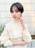 大人ショートボブ丸みショートカットマッシュショート前髪あり