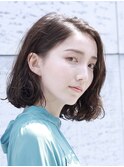 ミディアムパーマ/カール/シアーカラー/ダークアッシュ/40代