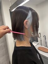 黒髪デザインカラーインナーカラーベージュアンブレラカラー池袋