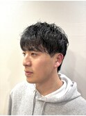 セット時短緩め癖毛風パーマツーブロック無造作セット