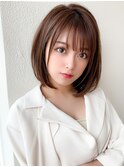 シャギーレイヤーロング韓国ワンホンヘアシースルーぱっつん前髪