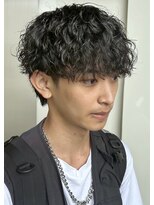 エース 岐阜店(Ace)&nbsp;波巻きスパイラルパーマメンズマッシュツイストブルーブラック