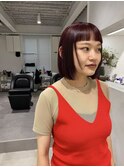 ボルドーカラー/ミニボブミニバング