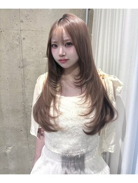 ボタン 熊本(VOTAN) ミルクティーベージュ/ハイレイヤーカット/ハイトーンカラー