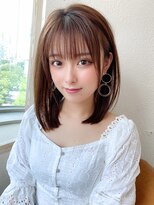 アフロート エル 大阪(AFLOAT L) 20代シースルーぱっつん前髪で結んでかわいいフェイスレイヤー