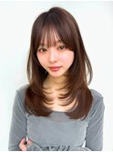 【島田佑】ミディアムレイヤーカットグレージュ顔周りカット