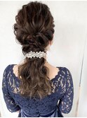 編み下ろしアレンジ　ヘアセット　お呼ばれアレンジ　N