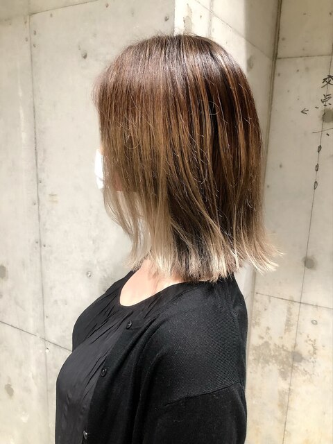 guest hair ハイライトグラデーションカラー肩ラインボブ