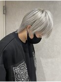 メンズマッシュウルフケアブリーチホワイトベージュシルバー
