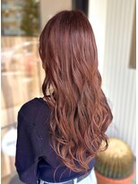 モニカ ヘアー(monica Hair)&nbsp;ロングヘア ピンクベージュ レイヤーカット 韓国風巻き髪