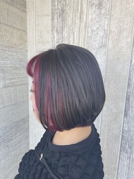 アンソレイユ ヘアー ガーデン(ensoleille hair garden) gradation bob×cherry violet