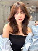韓国風レイヤーカット/前髪カット/美髪エアリーロング髪質改善