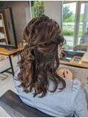 お呼ばれヘアセット　ハーフアップ