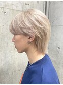 韓国風メンズミルクティーベージュダブルカラーハイトーンカラー