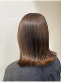 大人可愛い小顔くびれボブダークアッシュグレージュブリーチなし