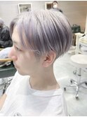 シルバーカラーツーブロックマッシュ マッシュカット