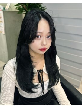 シェノン 心斎橋(CHAINON) ワンホンヘア黒髪グレーベージュレイヤーロングアッシュカラー