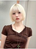 イメチェン髪質改善ピンクベージュショート仙台レイヤー韓国前髪