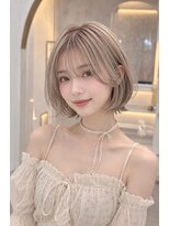ソレイユトウキョウシブヤ(SOLEIL TOKYO shibuya)&nbsp;ボブレイヤーミルクティーベージュハイトーンブリーチ韓国