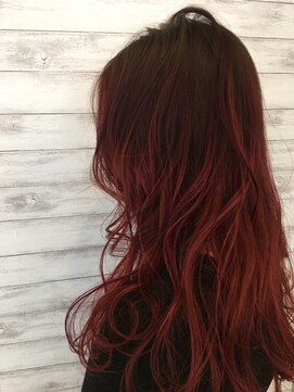 ファム 横川店(femme) Aラインロング×ハイライトレッド