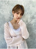 マロンベージュ Aラインボブドレスヘアかきあげロング