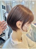 パールベージュ×ミントアッシュ×レディースショート×小顔ボブ