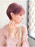 ピンクベージュ ニュアンスショート