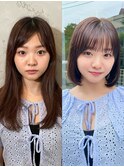 ナチュラル小顔前髪あり後れ毛サイドバング結べるボブくびれヘア
