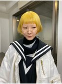 ペールイエローオン眉ボブ