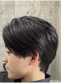 フェザーパーマ/グレーブルーカラー/刈り上げショートパンク
