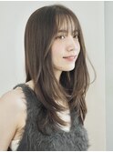 レイヤーカット/小顔カット/マロンベージュ/くすみベージュ