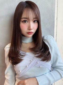 美髪レイヤーカット/顔まわりレイヤー/ストレートロングレイヤー