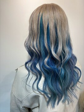 インナーカラーブルー/シルバーカラー/アンブレラカラー