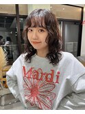 ミディアムハイレイヤー外国人風パーマくるくるパーマ