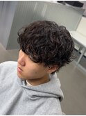 爽やか無造作ビジネスツーブロックシャドウパーマ