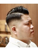 <理容室><バーバー>フェード七三サイドパートスキンフェード