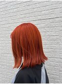 ブリーチカラーオレンジハイトーン10代20代ぱつっとボブ