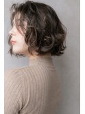 くすみベージュアッシュAライン小顔ボブパーマ313X戸頭30代40代