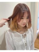 オレンジカラー インナーカラー ピンク インナーオレンジ
