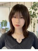 bハッシュカットくびれミディアムボブレイヤーくびれボブ
