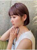 大人ボブ　ダブルカラー　ラベンダー