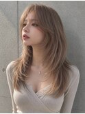 透明感カラー姫カットワンホンレイヤー韓国風パーマグレージュ☆