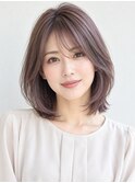 ミディアム　ボブレイヤー　ラベンダーアッシュ