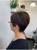 大人上品な美人見え耳掛けハンサムショート☆ナチュラルブラウン
