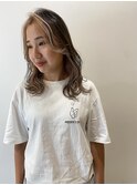 フェイスフレーミングロングミルクティーベージュインナーカラー