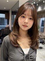 ハニーシブヤ(HONEY shibuya)&nbsp;ミディアムレイヤーカット/ココアブラウン/シャギー/韓国2